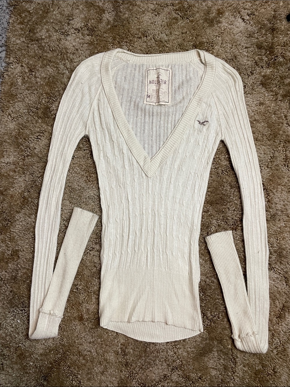 Hollister Y2K 2000s Style V Neck Fitted Sweater Size Medium